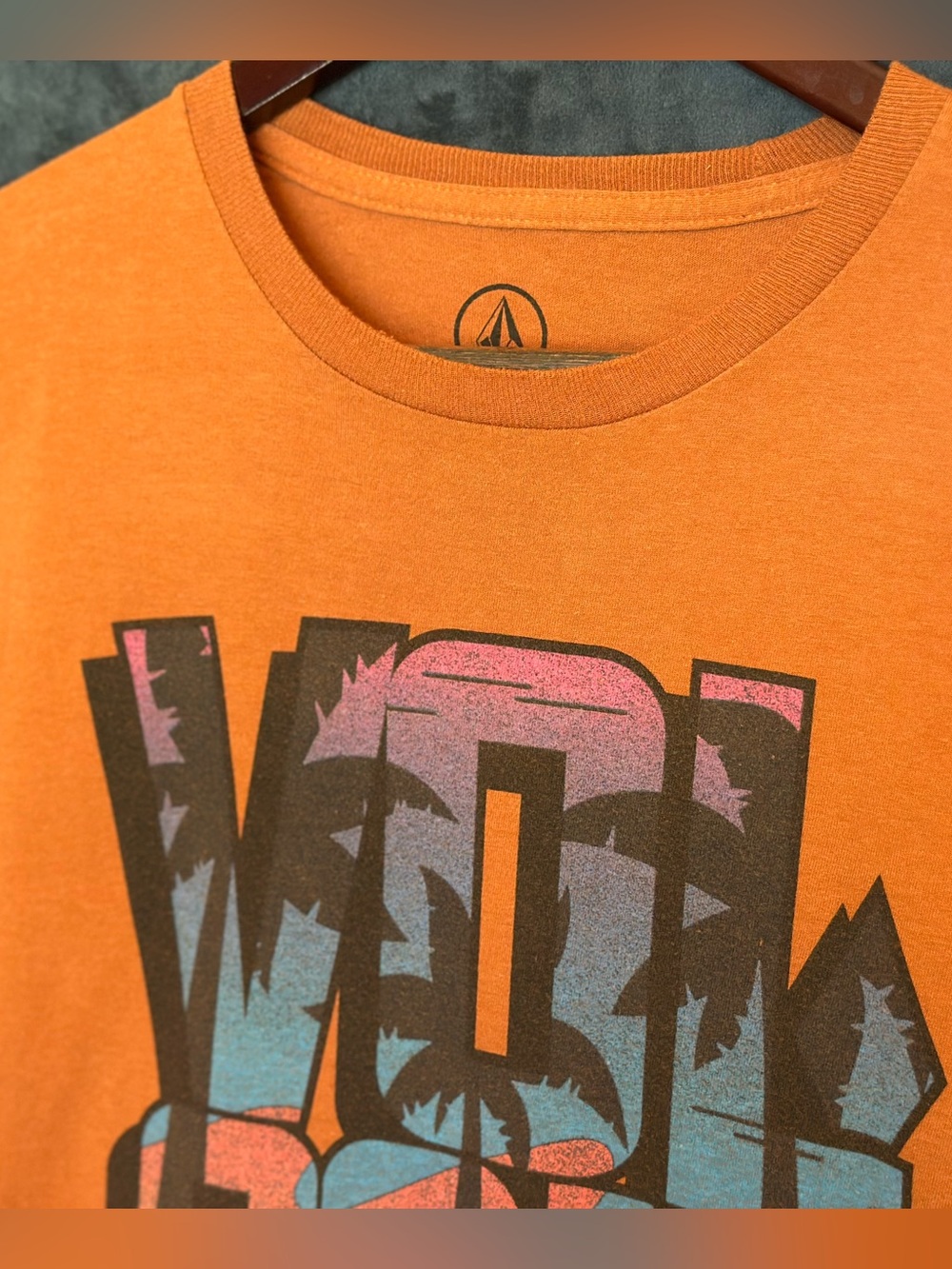 Volcom Orange Short-Sleeve Tee with Multicolor Graphic